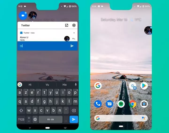 chat bubbles Android Q