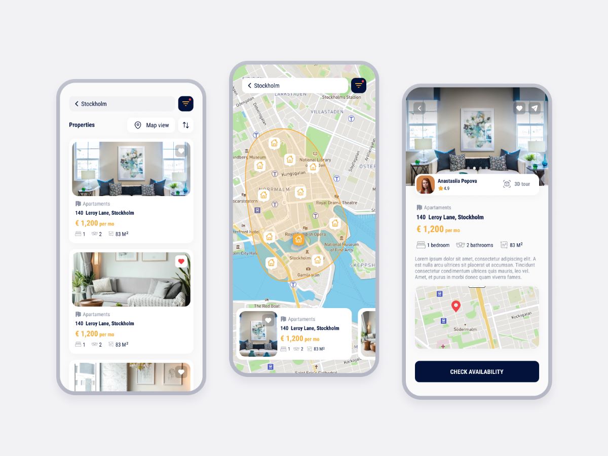 real estate app design