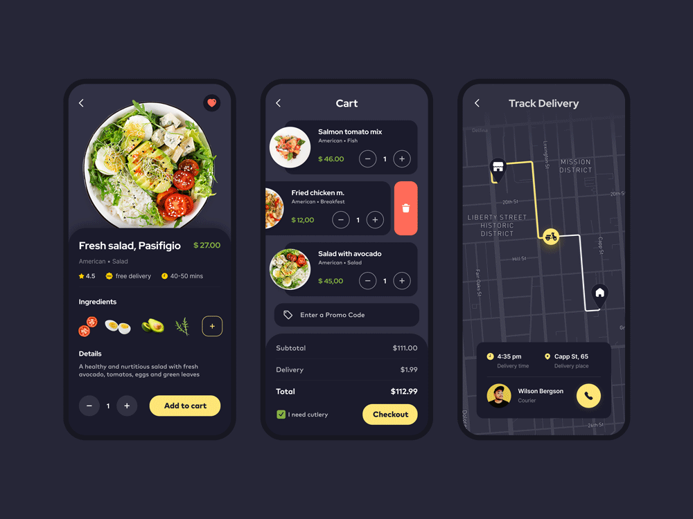 Mobindustry custom design for a food delivery app 
