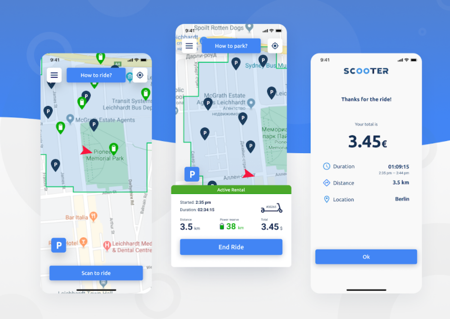 Scooter sharing app design 