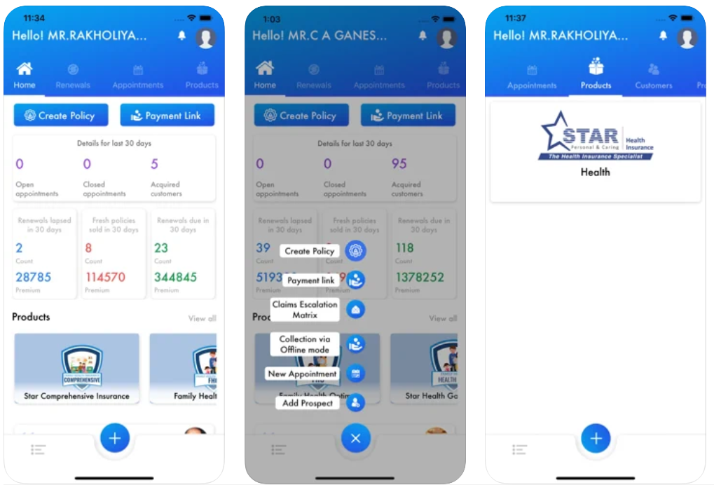 Star Health Insurance app design