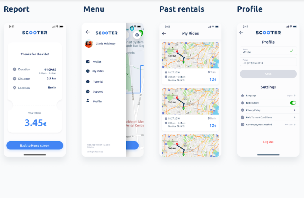 Scooter sharing app design 