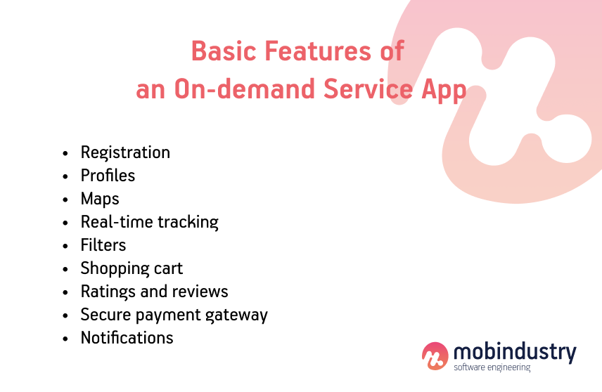 Basic features of an on-demand service app