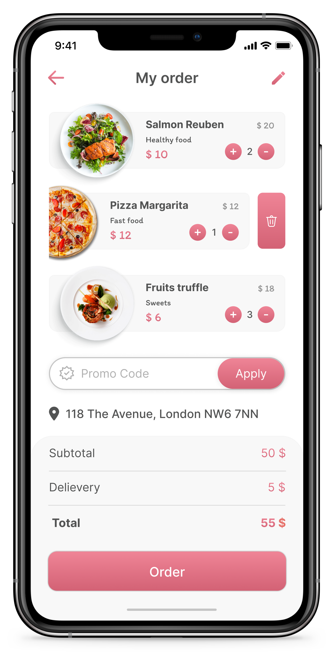 food delivery app features