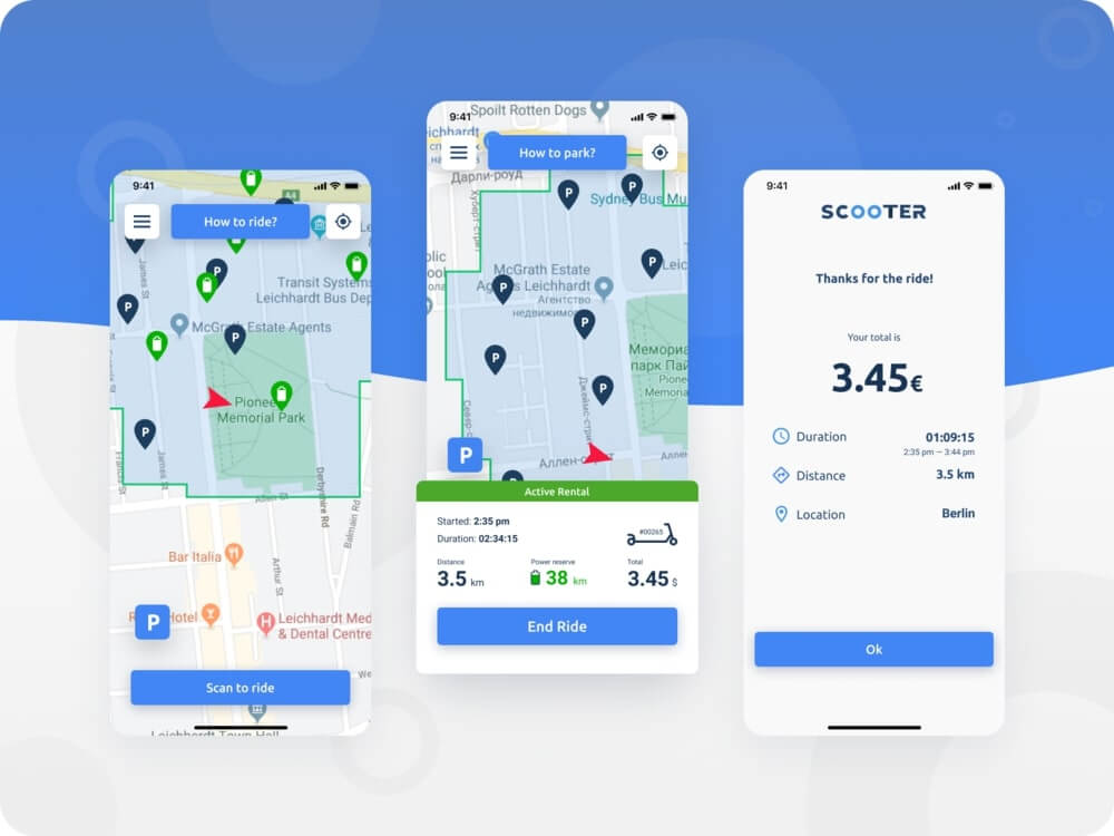 scooter sharing app design