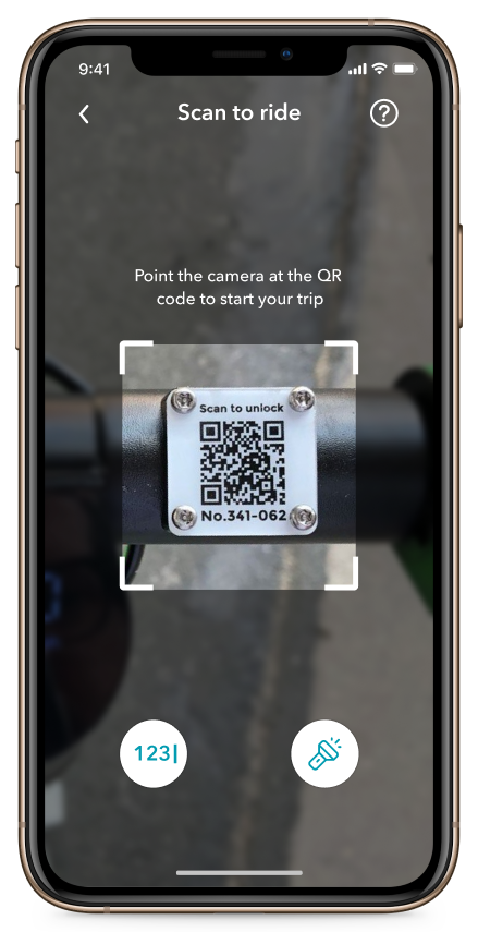 escooter sharing QR scanning feature