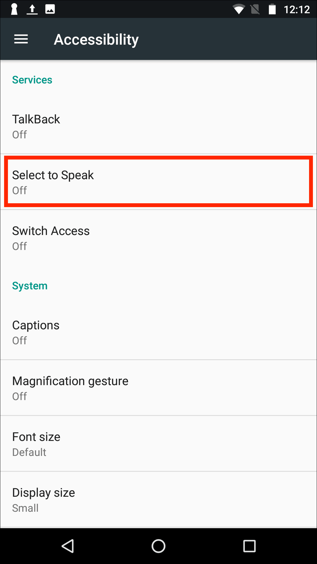 select to speak google accessibility android mobile app