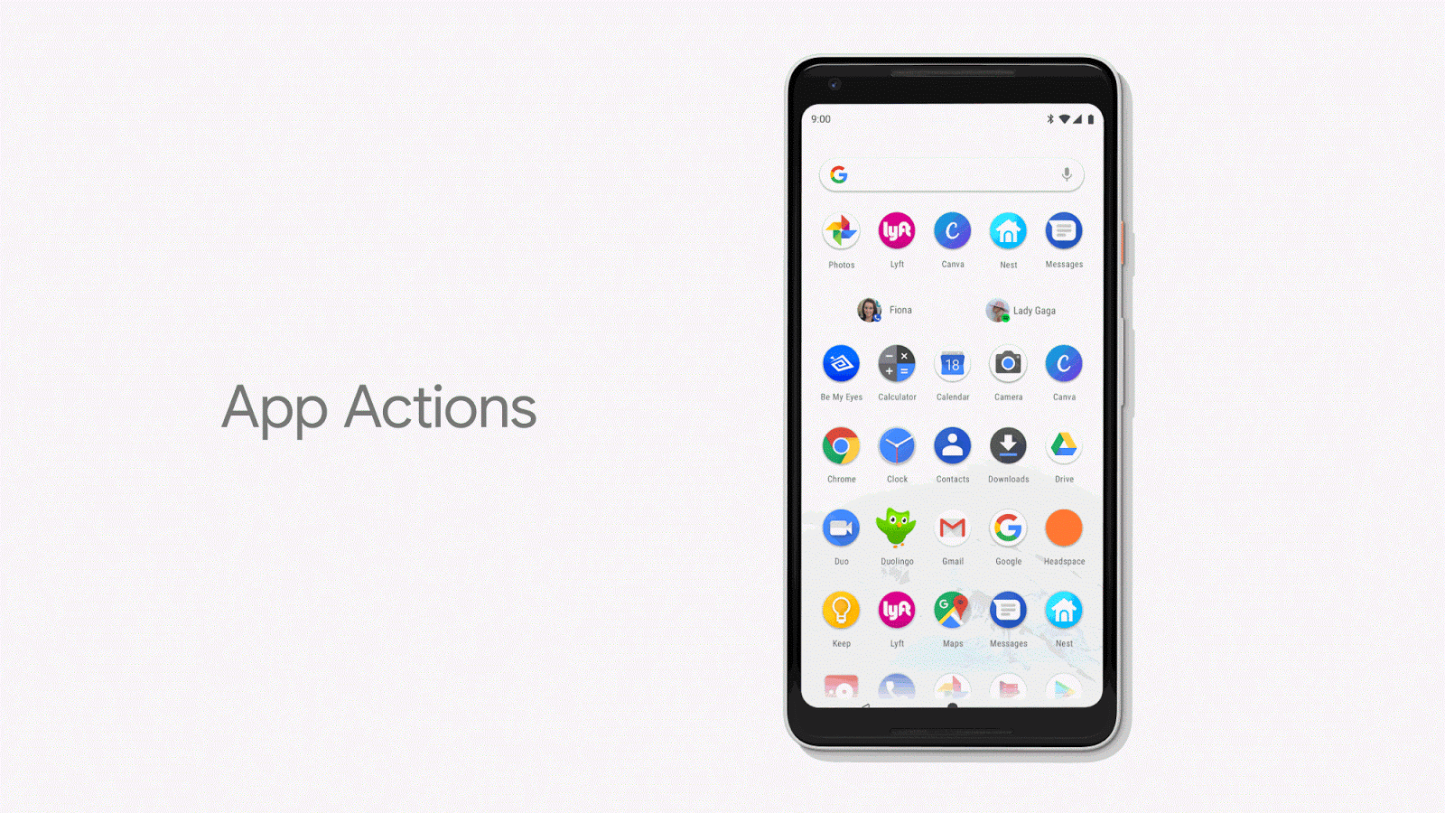 App actions feature Android P