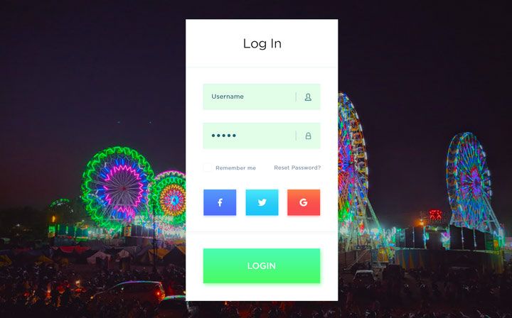 login feature mobile app amusement parks